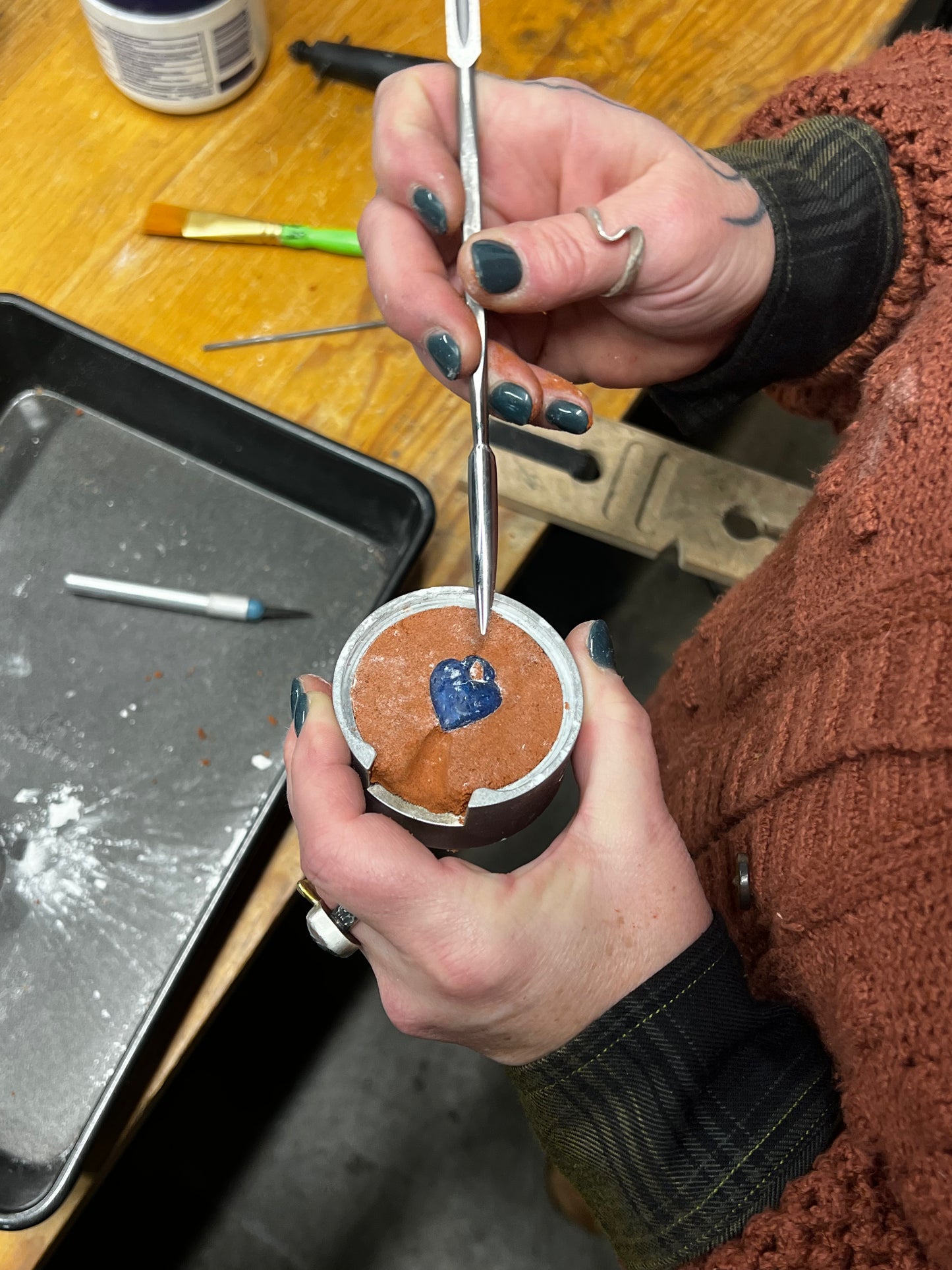 Sand casting and wax carving class . January 8/9 1:00-4:00 PM