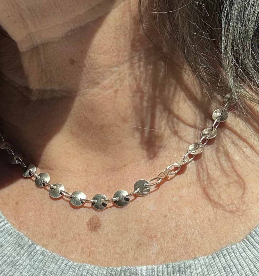 "Sunshine Sterling Silver Choker Necklace | Hand-Stamped Artisan Jewelry"