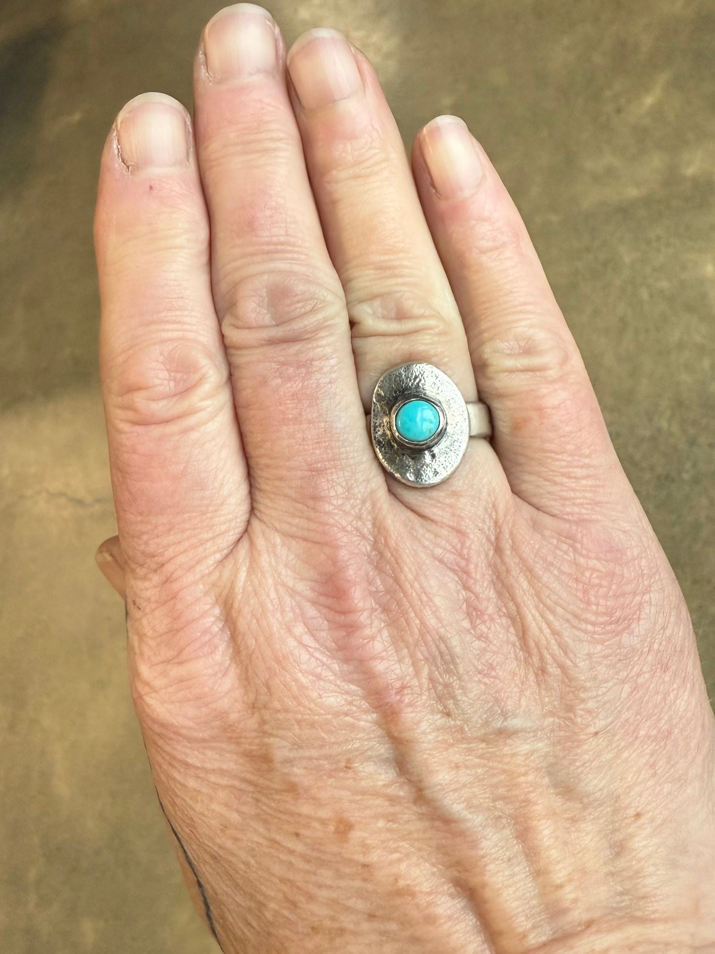 Turquoise ring with star accents in oxidized sterling silver, handmade statement jewelry