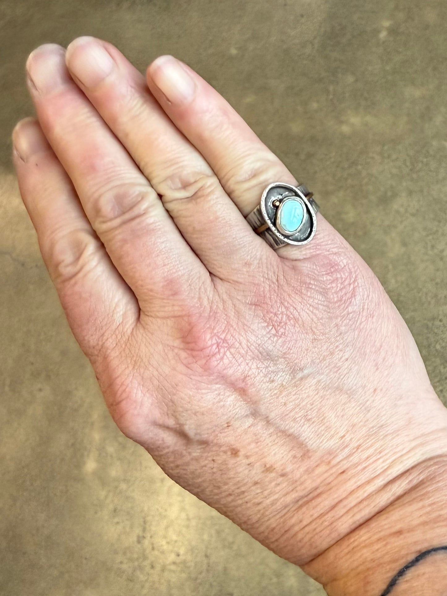 Baby blue turquoise ring set in sterling silver, handmade one-of-a-kind jewelry