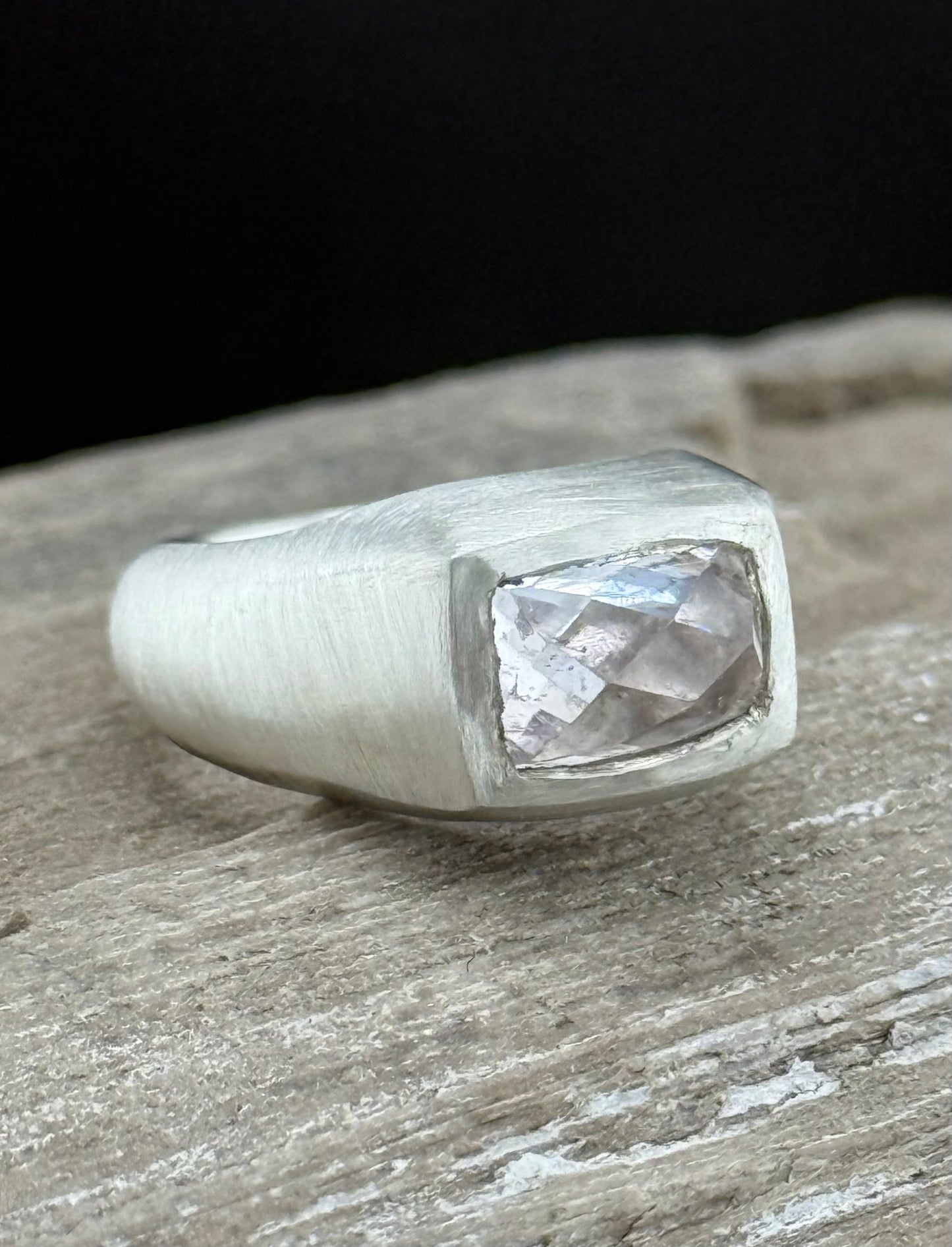 Hand-Carved Kunzite Ring | Soft Pink Kunzite |  Sterling Silver