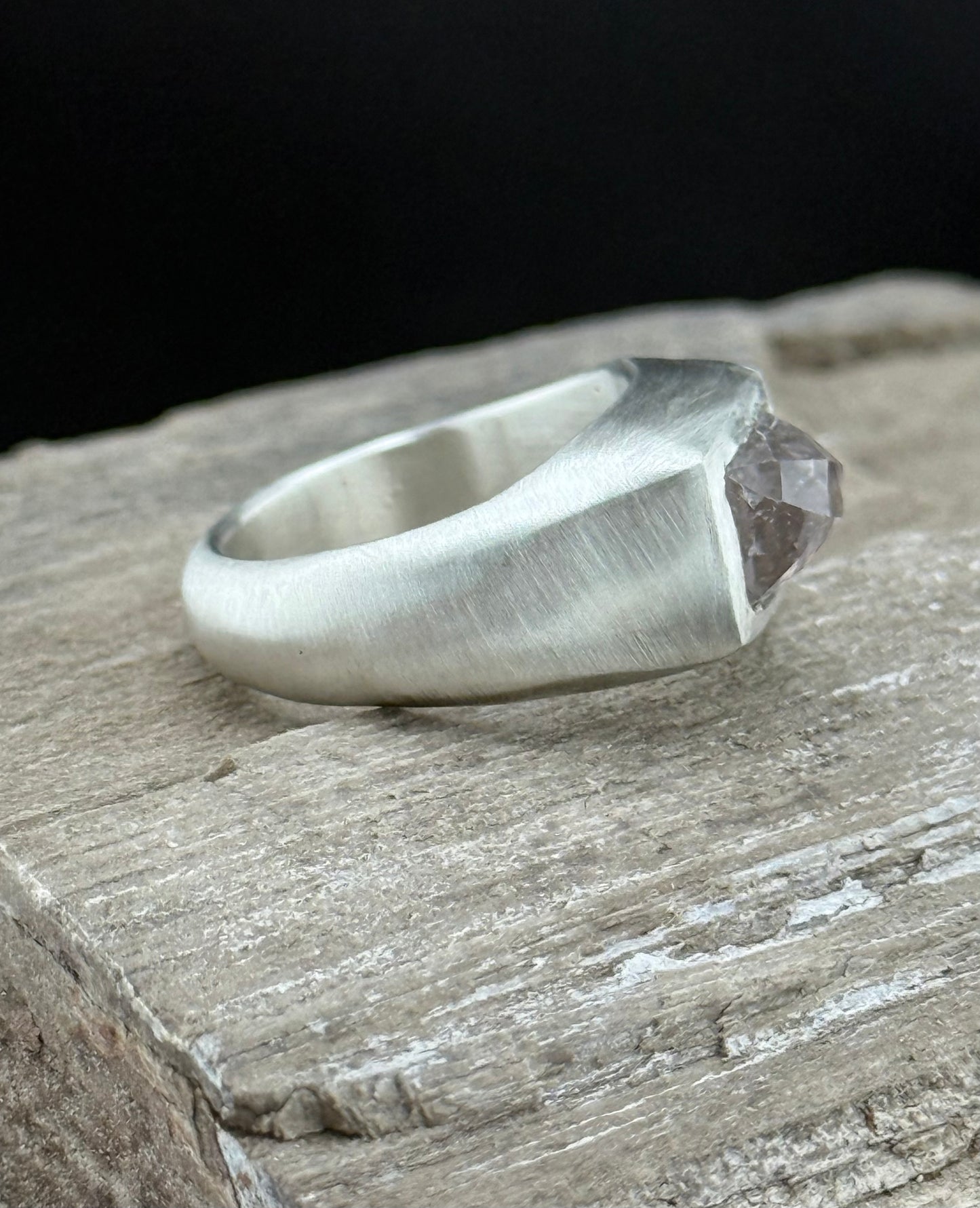 Hand-Carved Kunzite Ring | Soft Pink Kunzite |  Sterling Silver